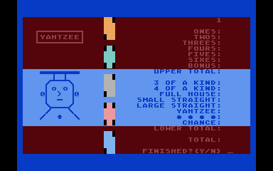 Yahtzee atari screenshot